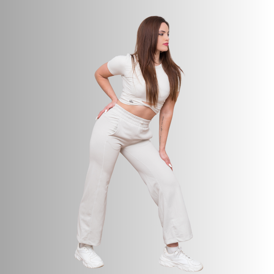 Knot crop Tee and Ribcord Pants Set