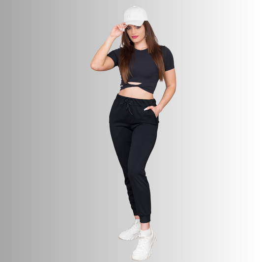 Knot crop Tee and Flexi Draw Jogger set