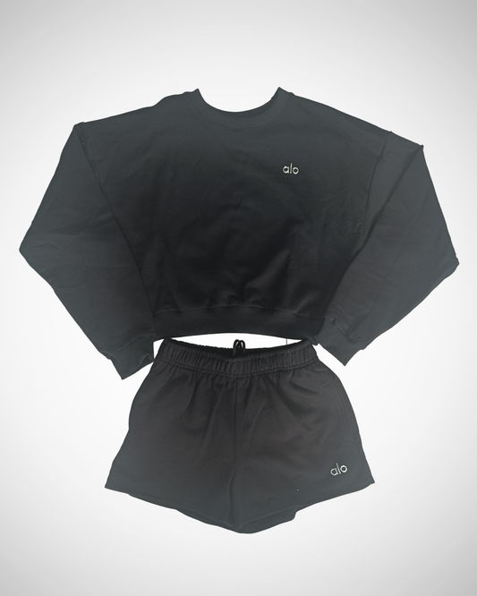 Accolade Cropped Crew Neck and Shorts Set